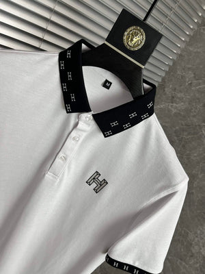 Hermes H072325 H Embroidered Buttoned Polo Shirt H55330 - M - View 2