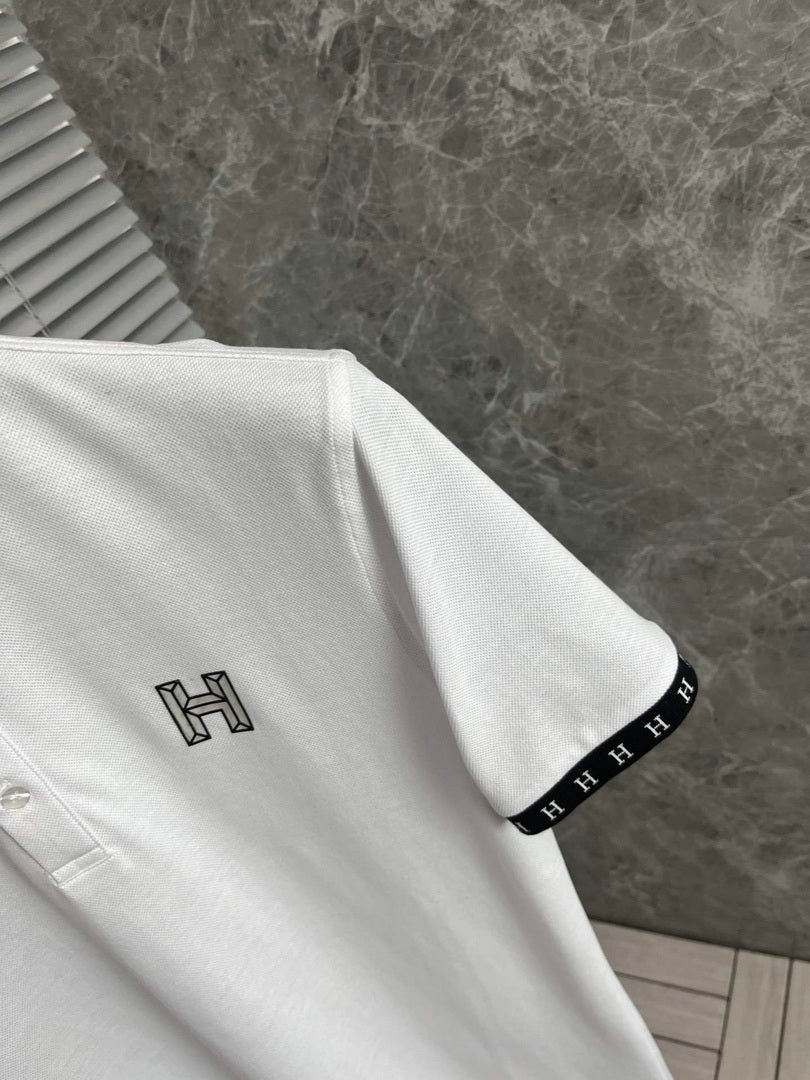 Hermes H072325 H Embroidered Buttoned Polo Shirt H55330