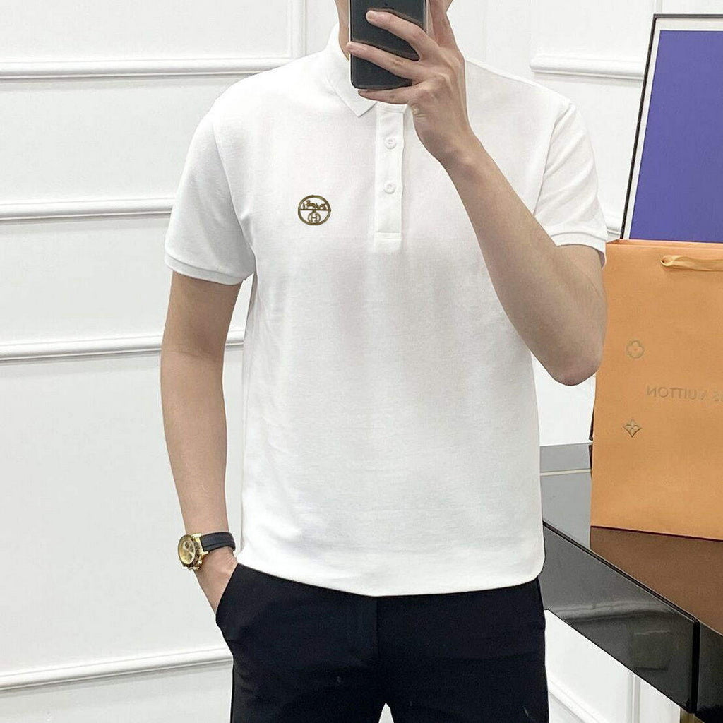 Hermes H072325 H Embroidered Buttoned Polo Shirt H55337