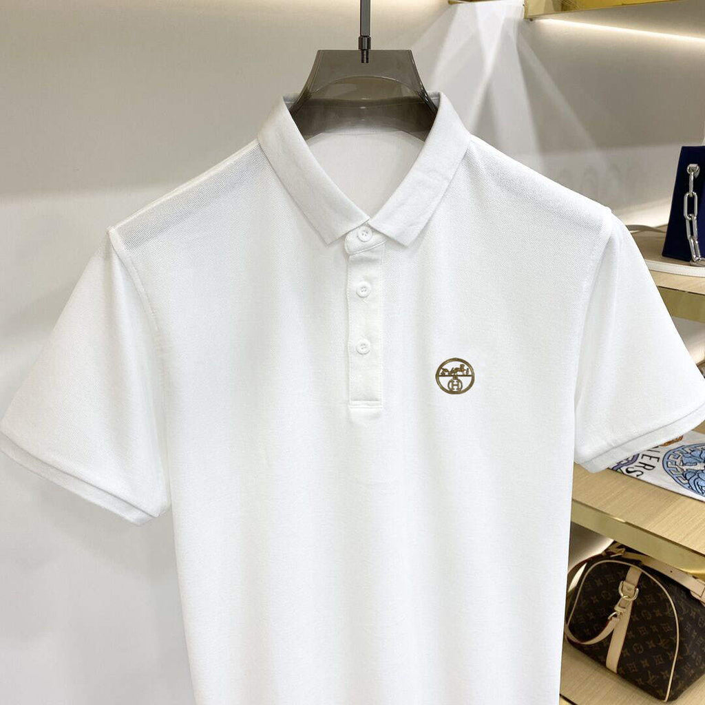Hermes H072325 H Embroidered Buttoned Polo Shirt H55337