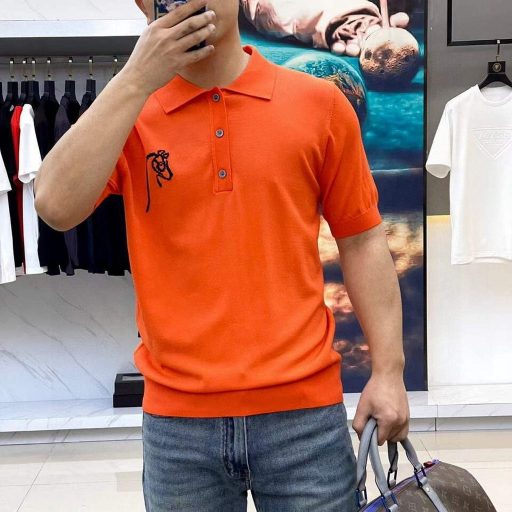 Hermes H072325 H Embroidered Buttoned Polo Shirt H55338