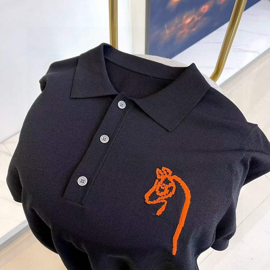 Hermes H072325 H Embroidered Buttoned Polo Shirt H55339