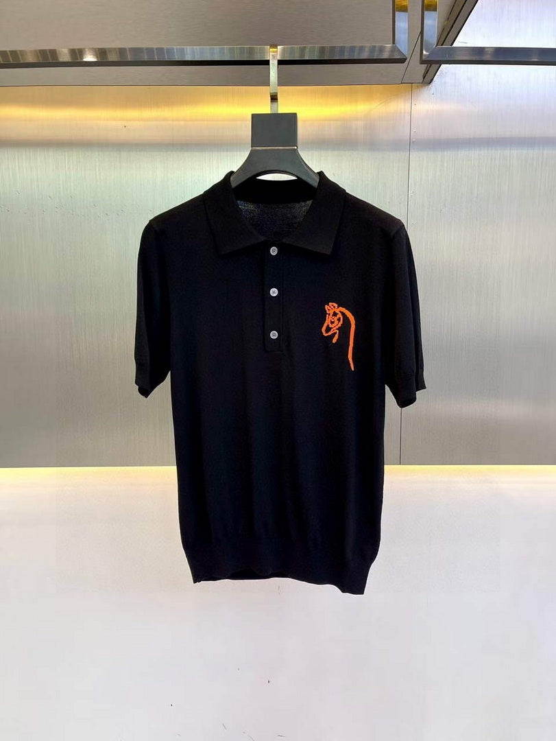 Hermes H072325 H Embroidered Buttoned Polo Shirt H55339