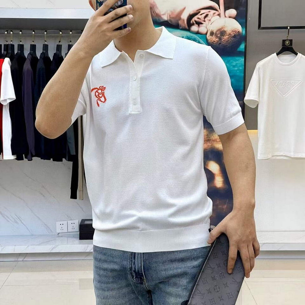 Hermes H072325 H Embroidered Buttoned Polo Shirt H55340