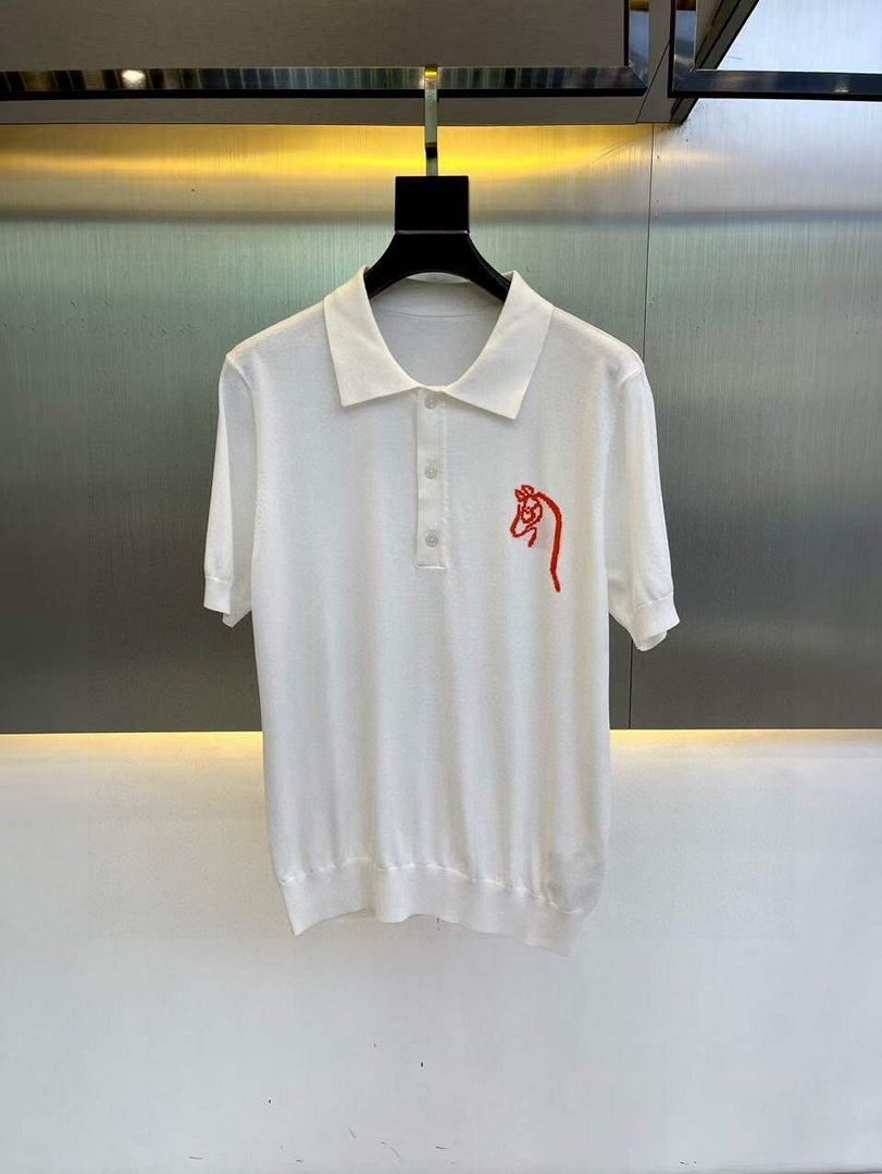Hermes H072325 H Embroidered Buttoned Polo Shirt H55340