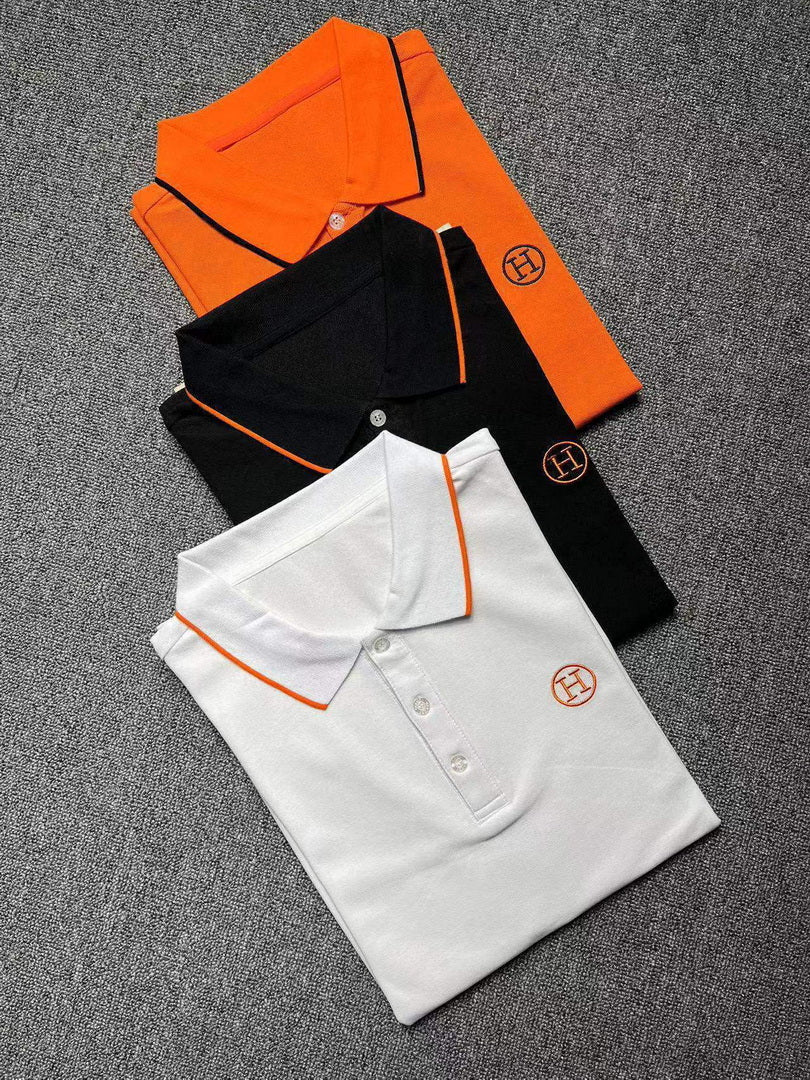 Hermes H072325 H Embroidered Buttoned Polo Shirt H55343