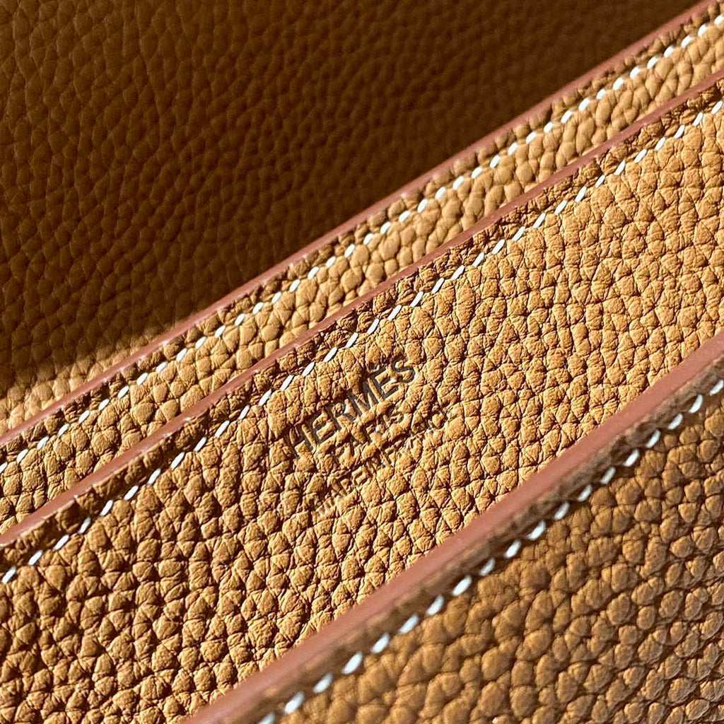 Hermes H074409CBH0 Men Sac a depeches light 1-37 briefcase Golden Brown