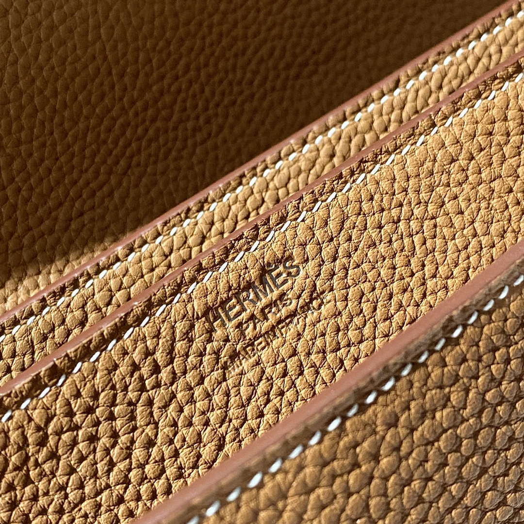 Hermes H074409CBH0 Men Sac a depeches light 1-37 briefcase Golden Brown