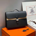 Hermes H074409CBH0 Men Sac a depeches light 1-37 briefcase Black - Default Title - View 1