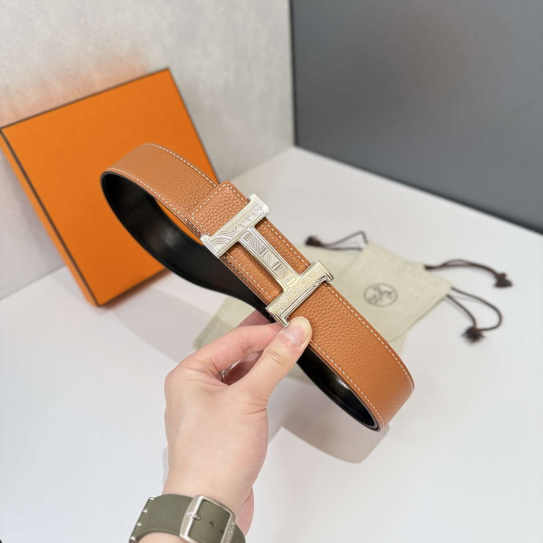 Hermes H074562CP2K H belt buckle & Reversible leather strap H88069