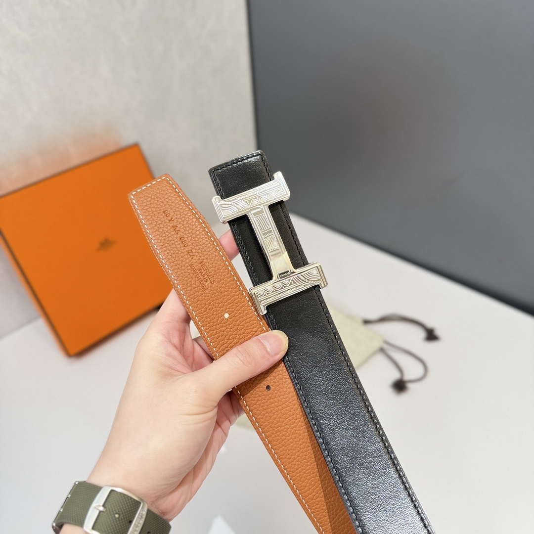 Hermes H074562CP2K H belt buckle & Reversible leather strap H88069