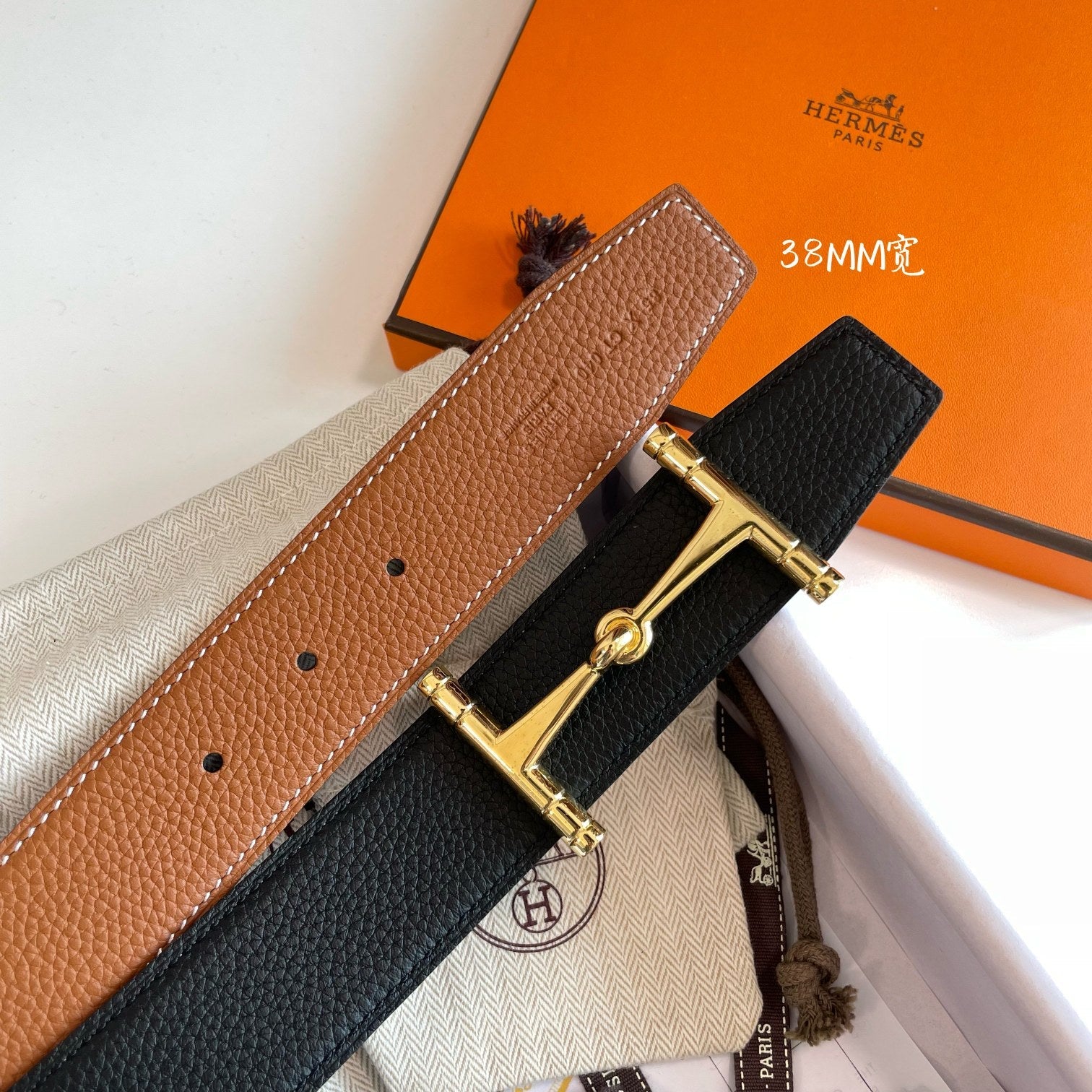 Hermes H074562CUZ3 Constance belt buckle & Reversible leather strap 38 mm H990012