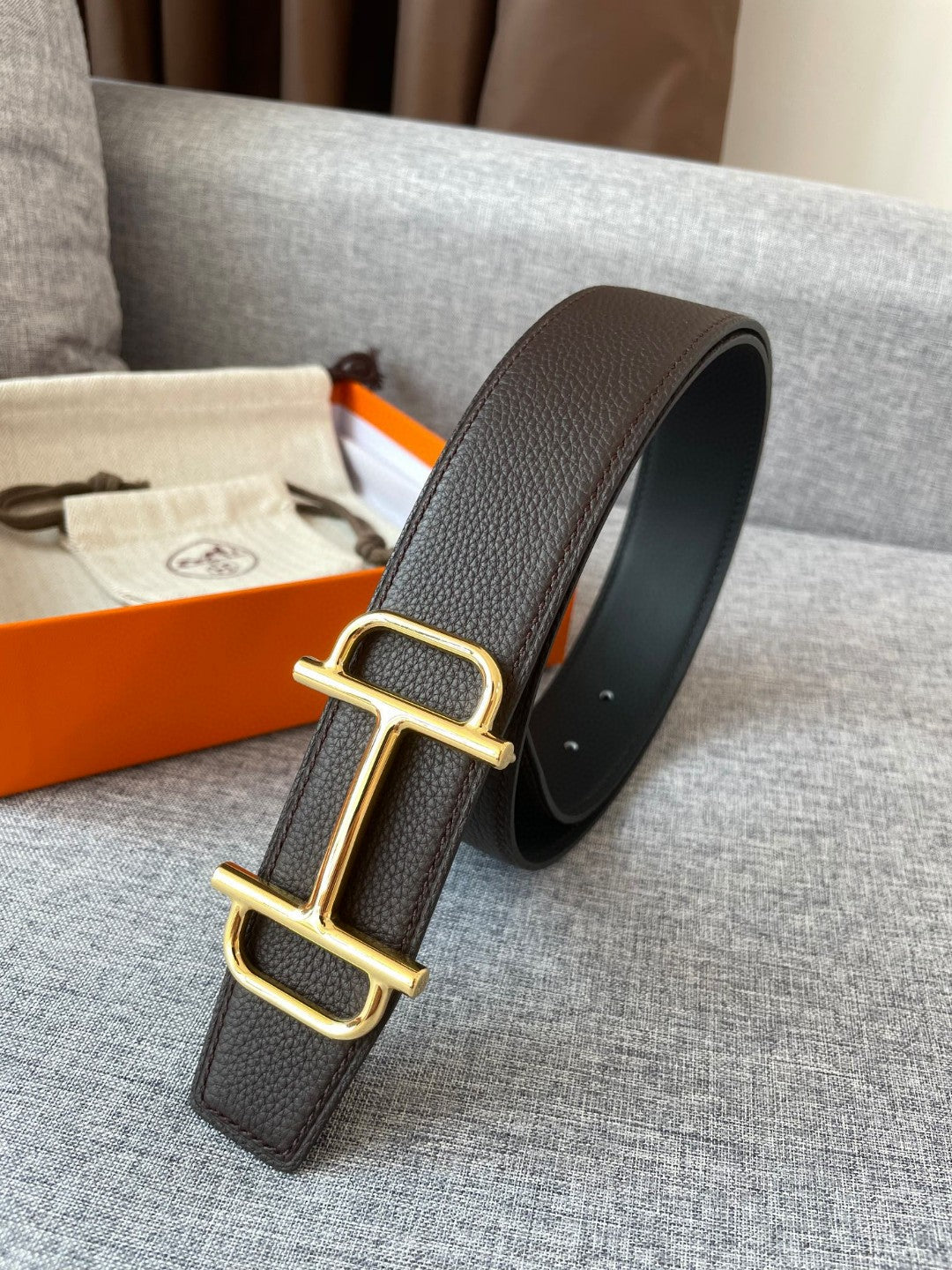 Hermes H074562CUZ3 Constance belt buckle & Reversible leather strap 38 mm H990030 - Gold / '--Please Select-- - View 1