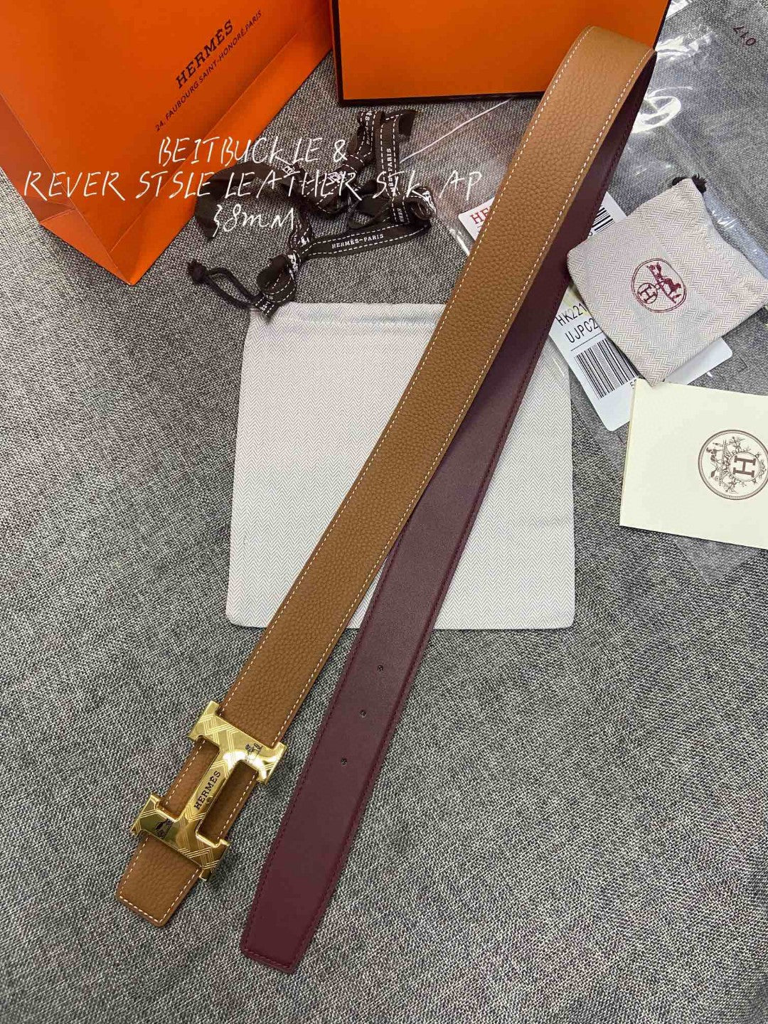 Hermes H074562CUZ3 Constance belt buckle & Reversible leather strap 38 mm H990039 - Gold / '--Please Select-- - View 1