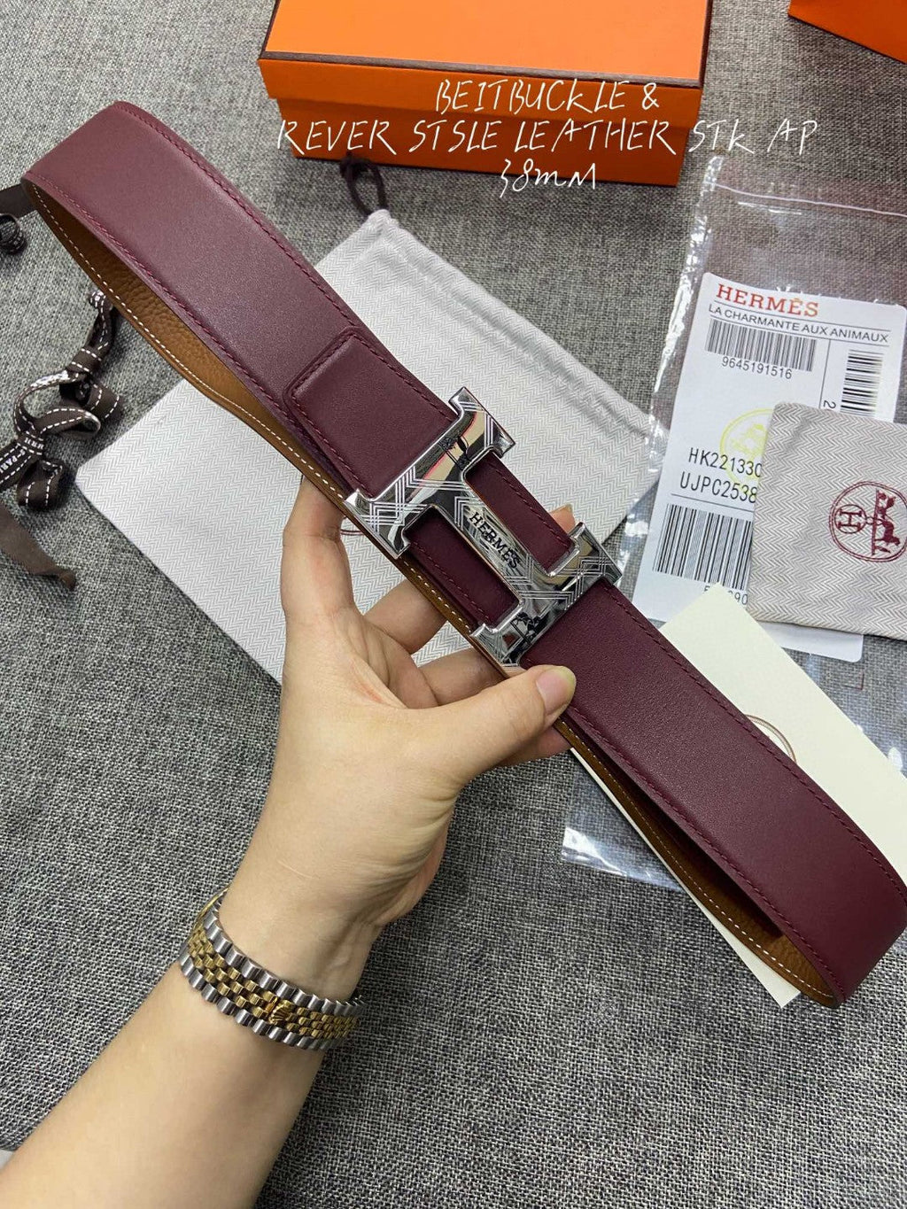 Hermes H074562CUZ3 Constance belt buckle & Reversible leather strap 38 mm H990039
