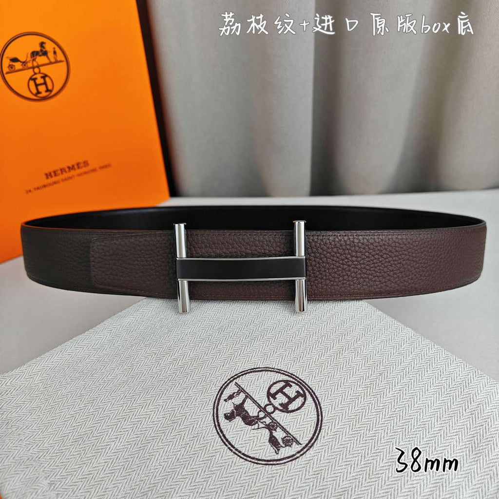Hermes H077931CP2K Jockey belt buckle & Reversible leather strap 38 mm H88016