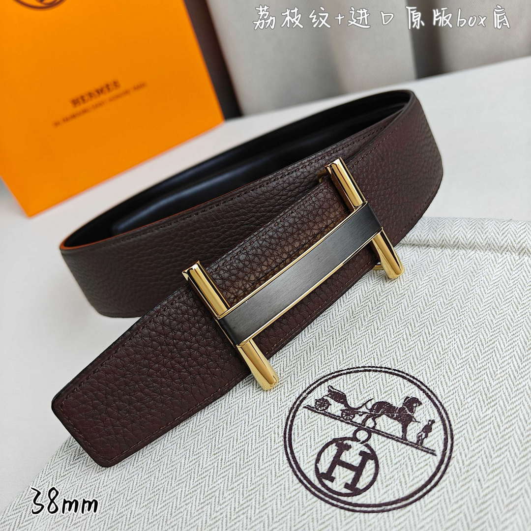 Hermes H077931CP2K Jockey belt buckle & Reversible leather strap 38 mm H88016