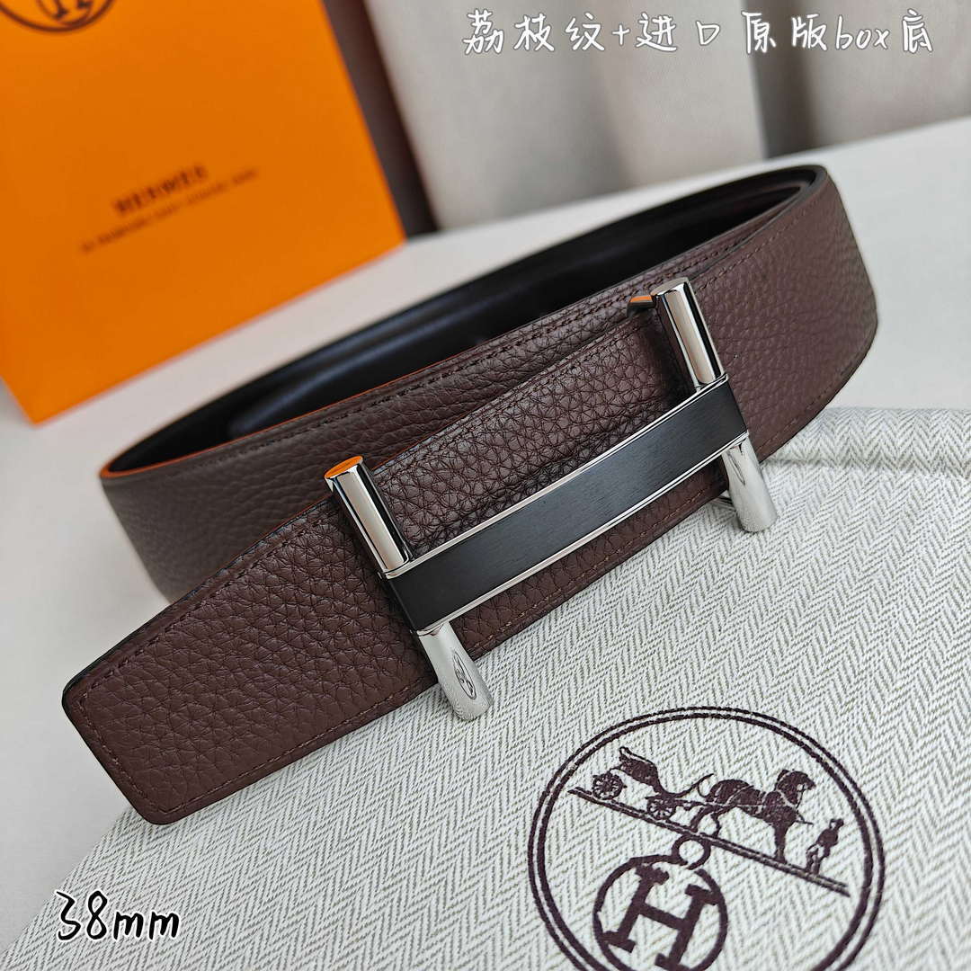 Hermes H077931CP2K Jockey belt buckle & Reversible leather strap 38 mm H88016