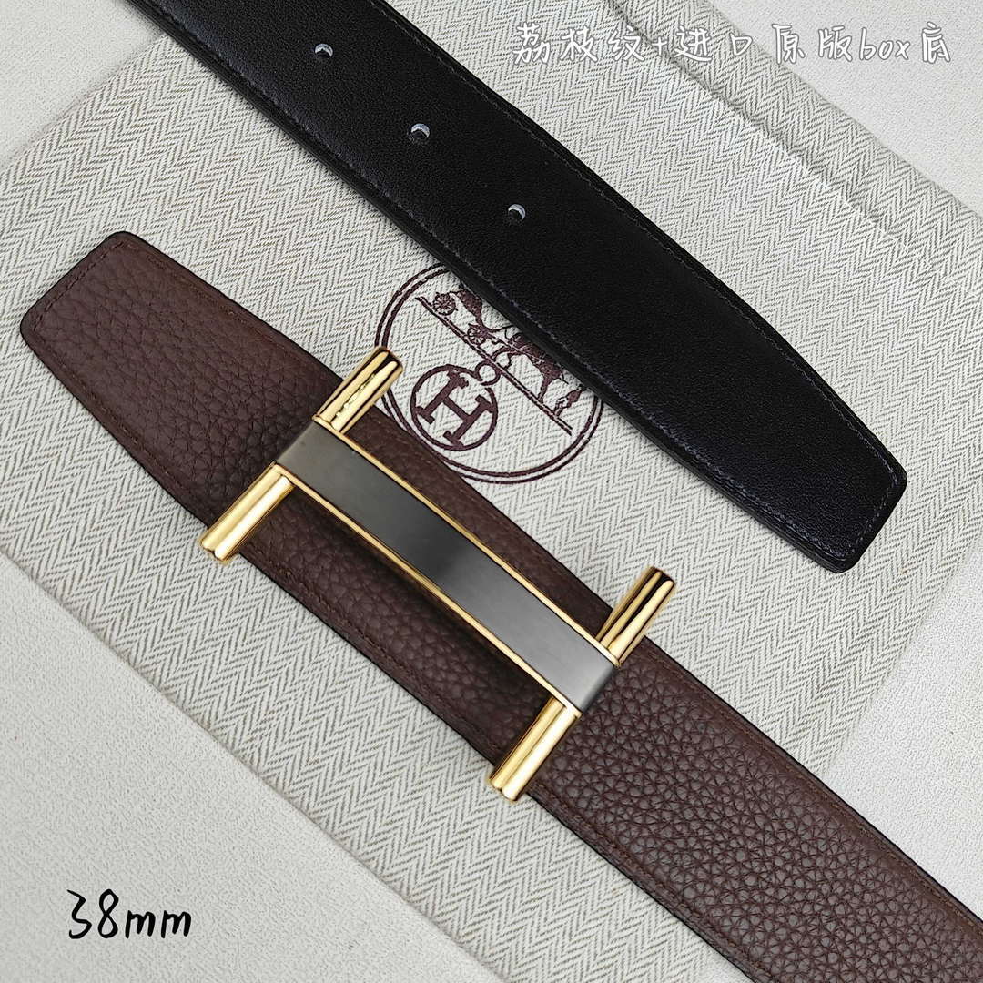 Hermes H077931CP2K Jockey belt buckle & Reversible leather strap 38 mm H88016