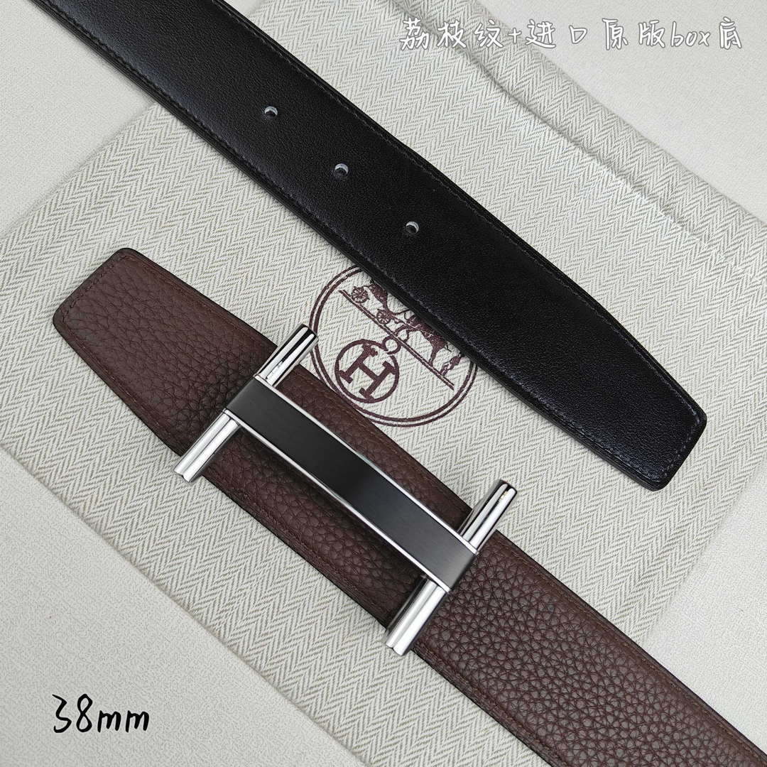 Hermes H077931CP2K Jockey belt buckle & Reversible leather strap 38 mm H88016