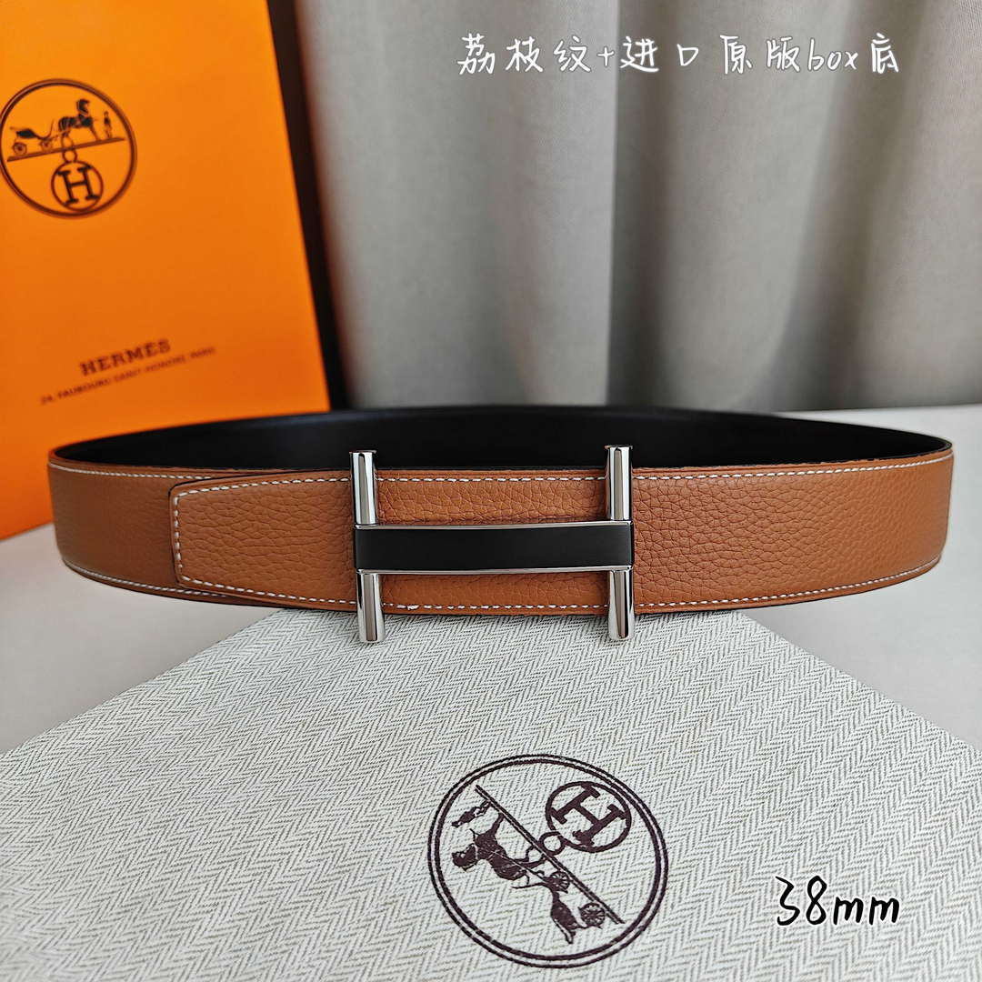Hermes H077931CP2K Jockey belt buckle & Reversible leather strap 38 mm H88017