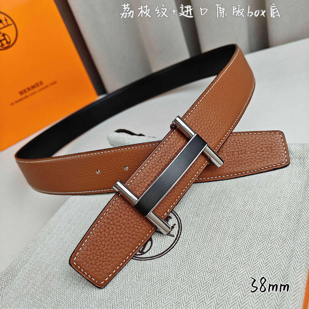 Hermes H077931CP2K Jockey belt buckle & Reversible leather strap 38 mm H88017