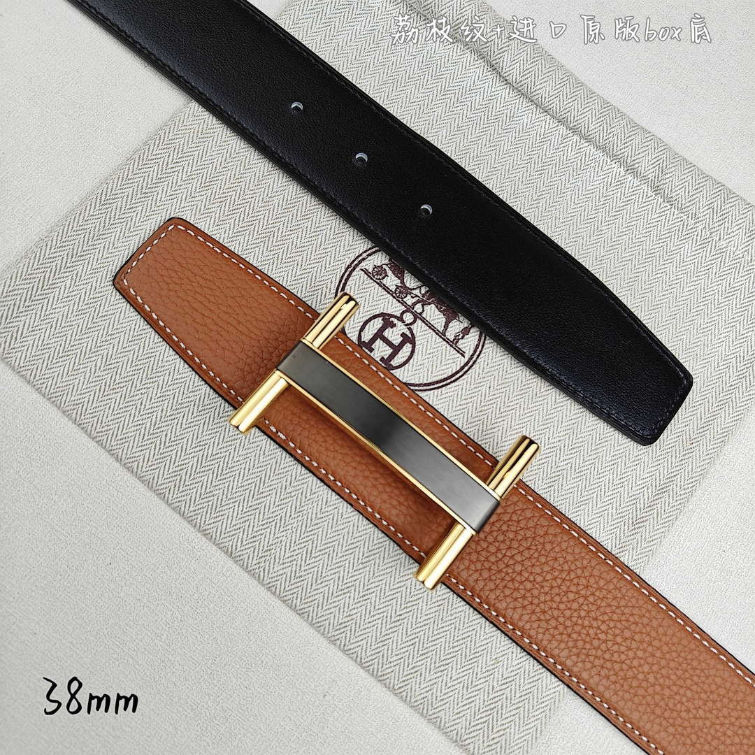 Hermes H077931CP2K Jockey belt buckle & Reversible leather strap 38 mm H88017