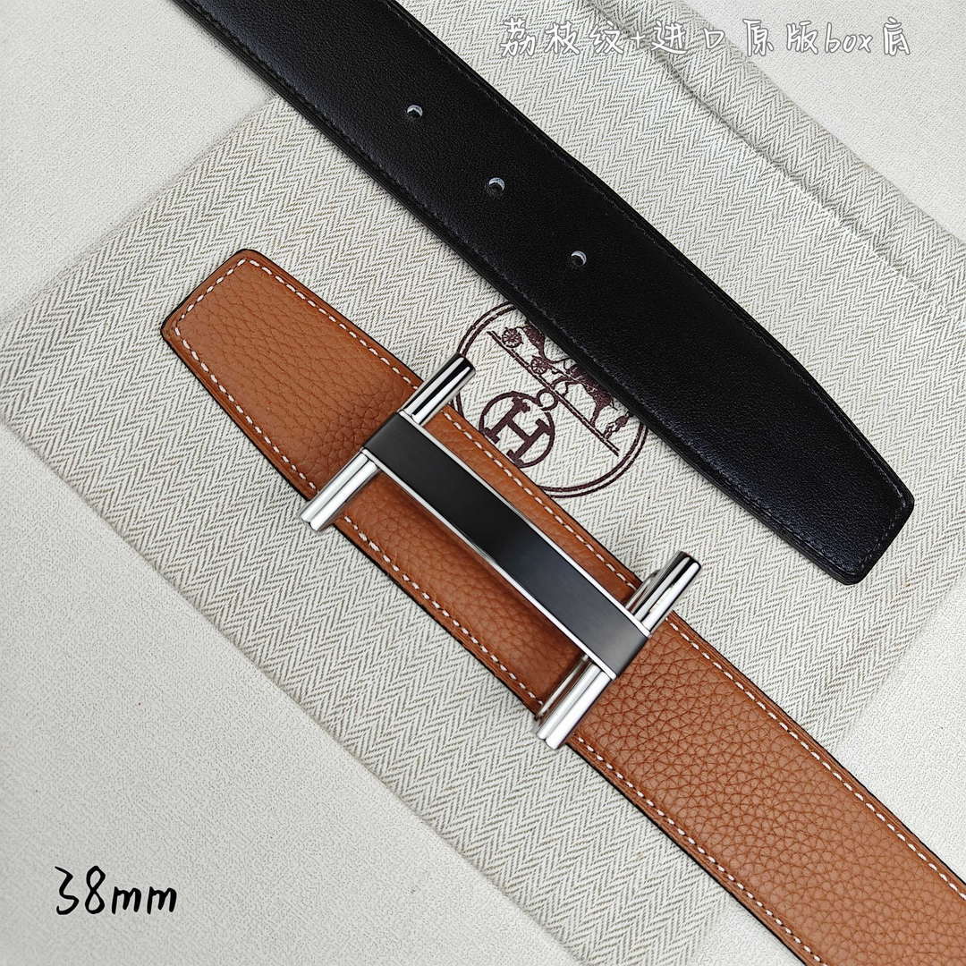 Hermes H077931CP2K Jockey belt buckle & Reversible leather strap 38 mm H88017