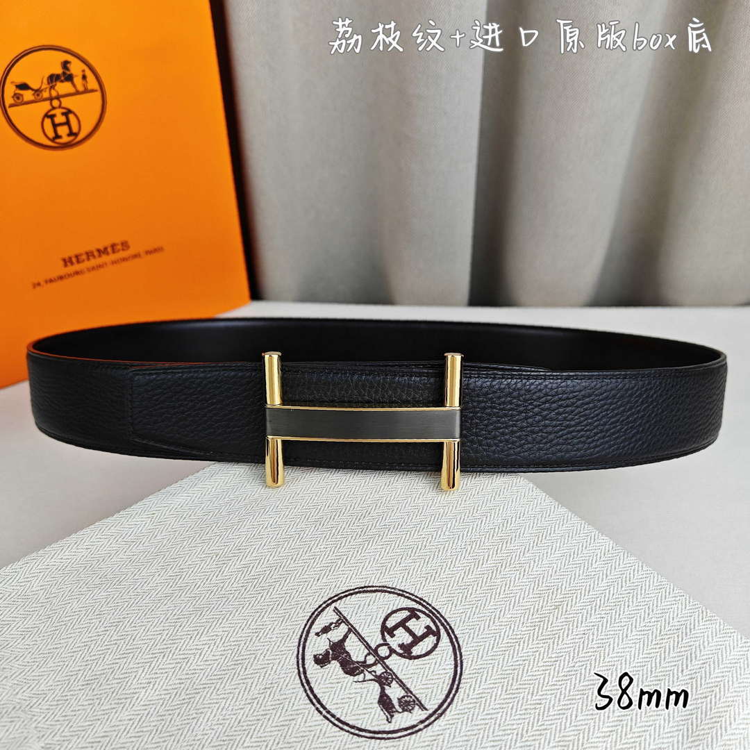 Hermes H077931CP2K Jockey belt buckle & Reversible leather strap 38 mm H88018