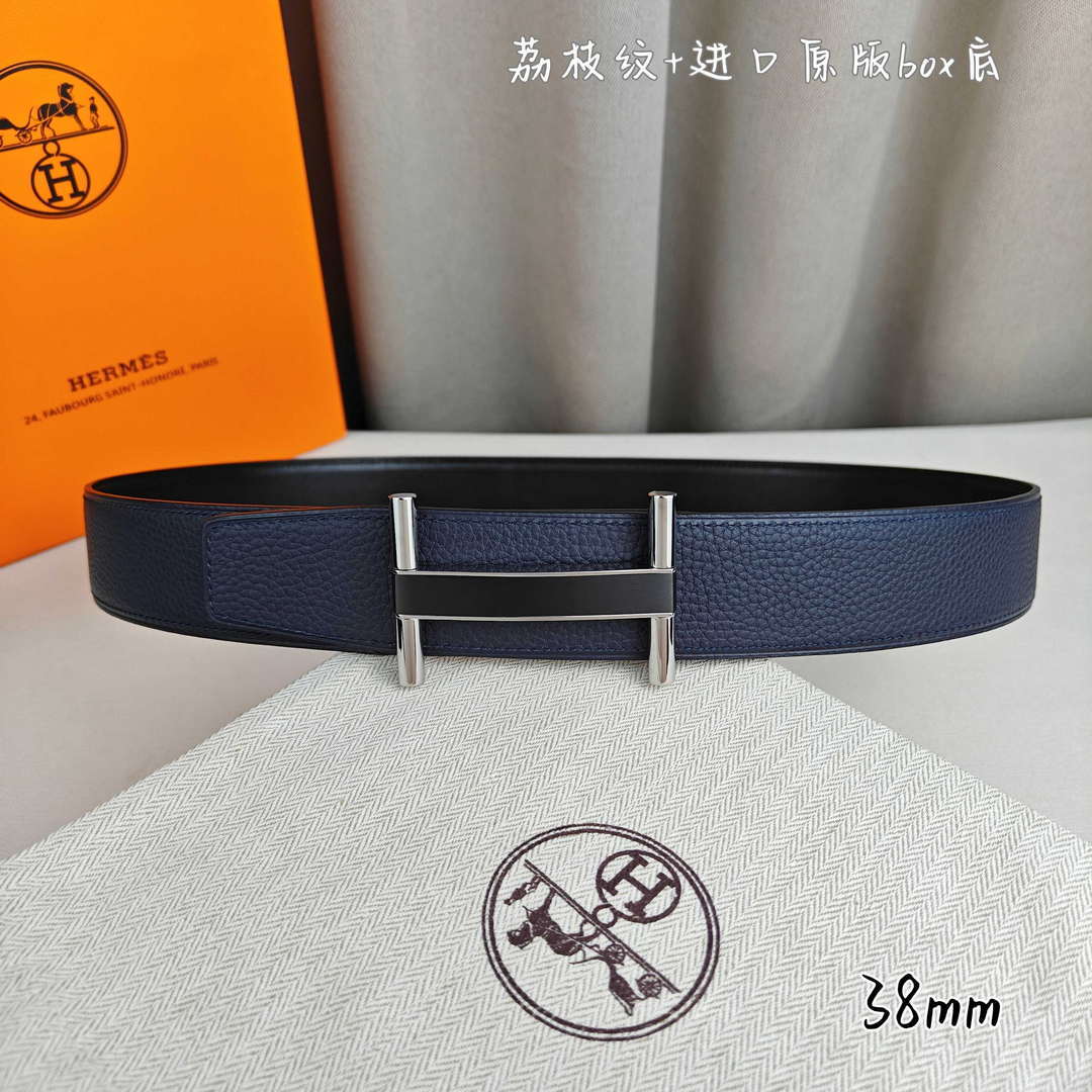 Hermes H077931CP2K Jockey belt buckle & Reversible leather strap 38 mm H88019
