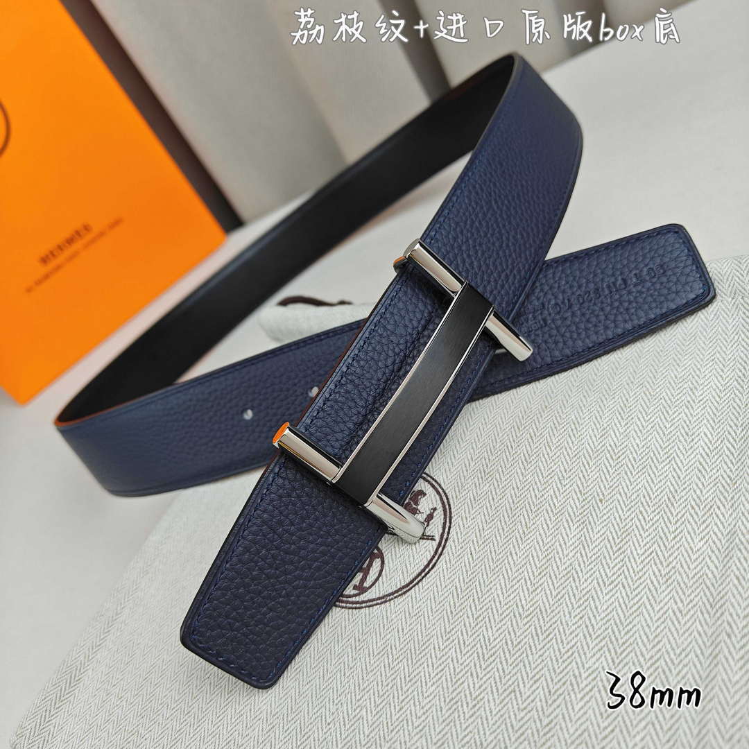 Hermes H077931CP2K Jockey belt buckle & Reversible leather strap 38 mm H88019