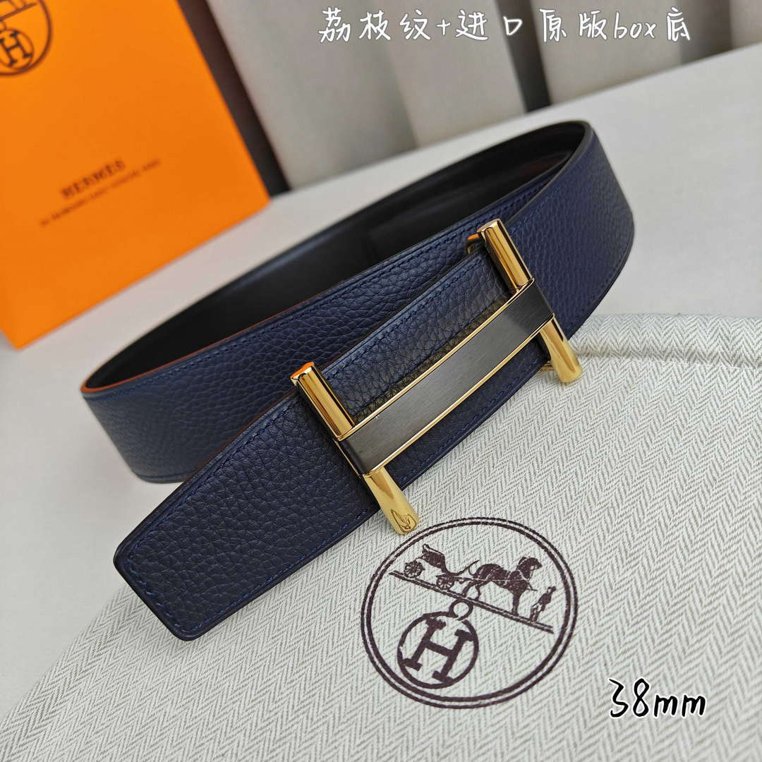Hermes H077931CP2K Jockey belt buckle & Reversible leather strap 38 mm H88019