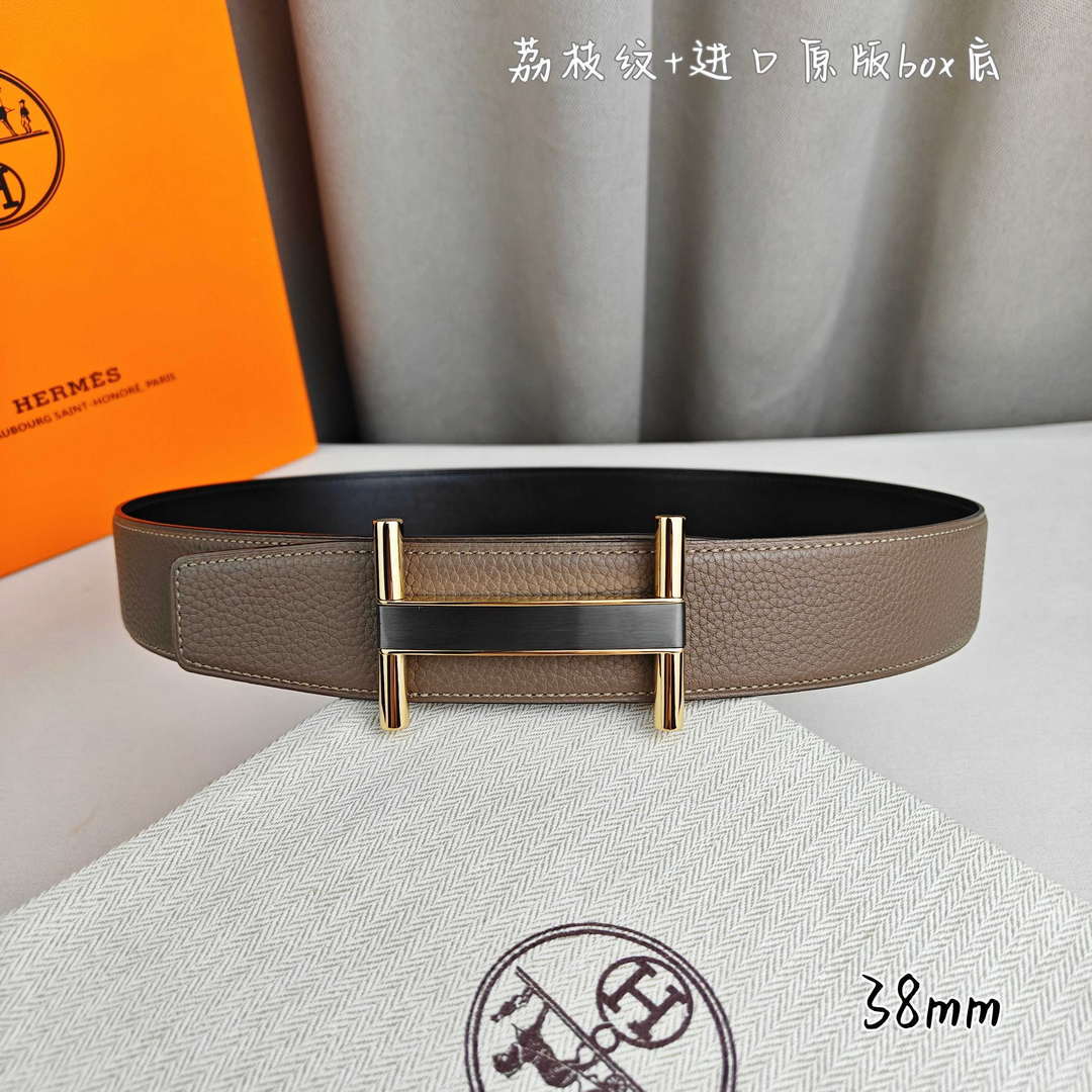 Hermes H077931CP2K Jockey belt buckle & Reversible leather strap 38 mm H88020 - Gold / '--Please Select-- - View 1