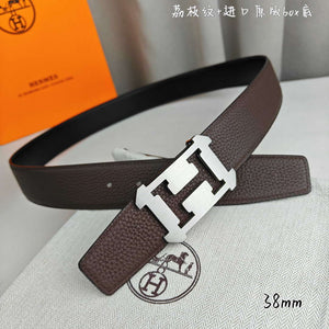 Hermes H077971CAVG085 H belt buckle & Reversible leather strap 38 mm H88021 - Gold / '--Please Select-- - View 4
