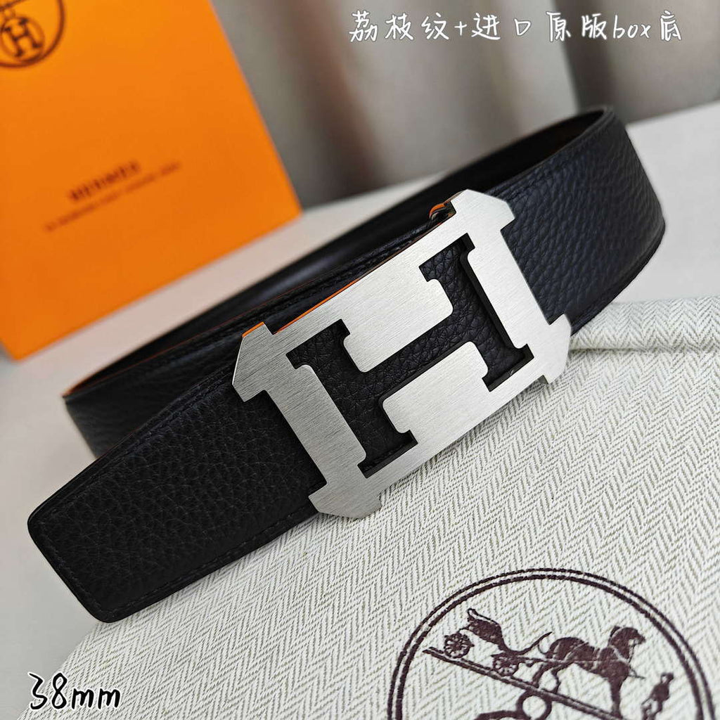Hermes H077971CAVG085 H belt buckle & Reversible leather strap 38 mm H88022