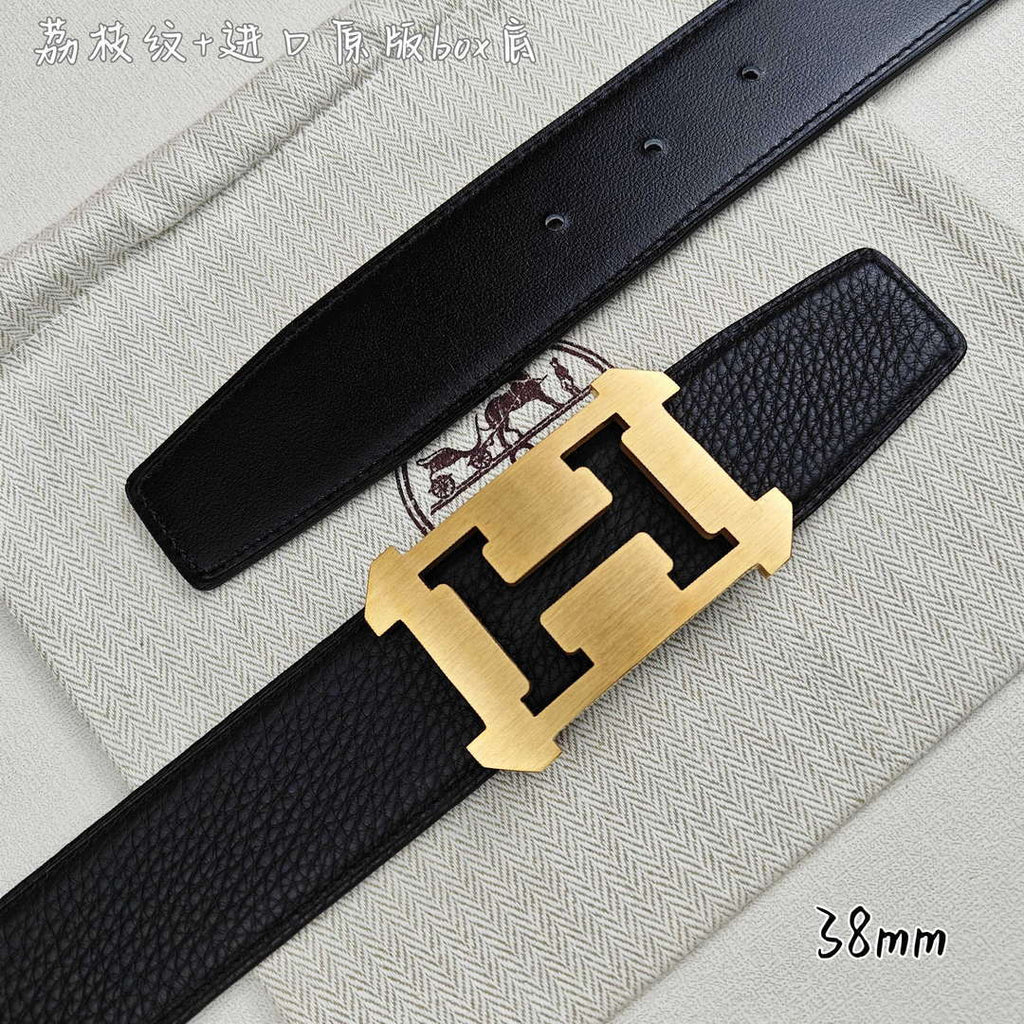 Hermes H077971CAVG085 H belt buckle & Reversible leather strap 38 mm H88022