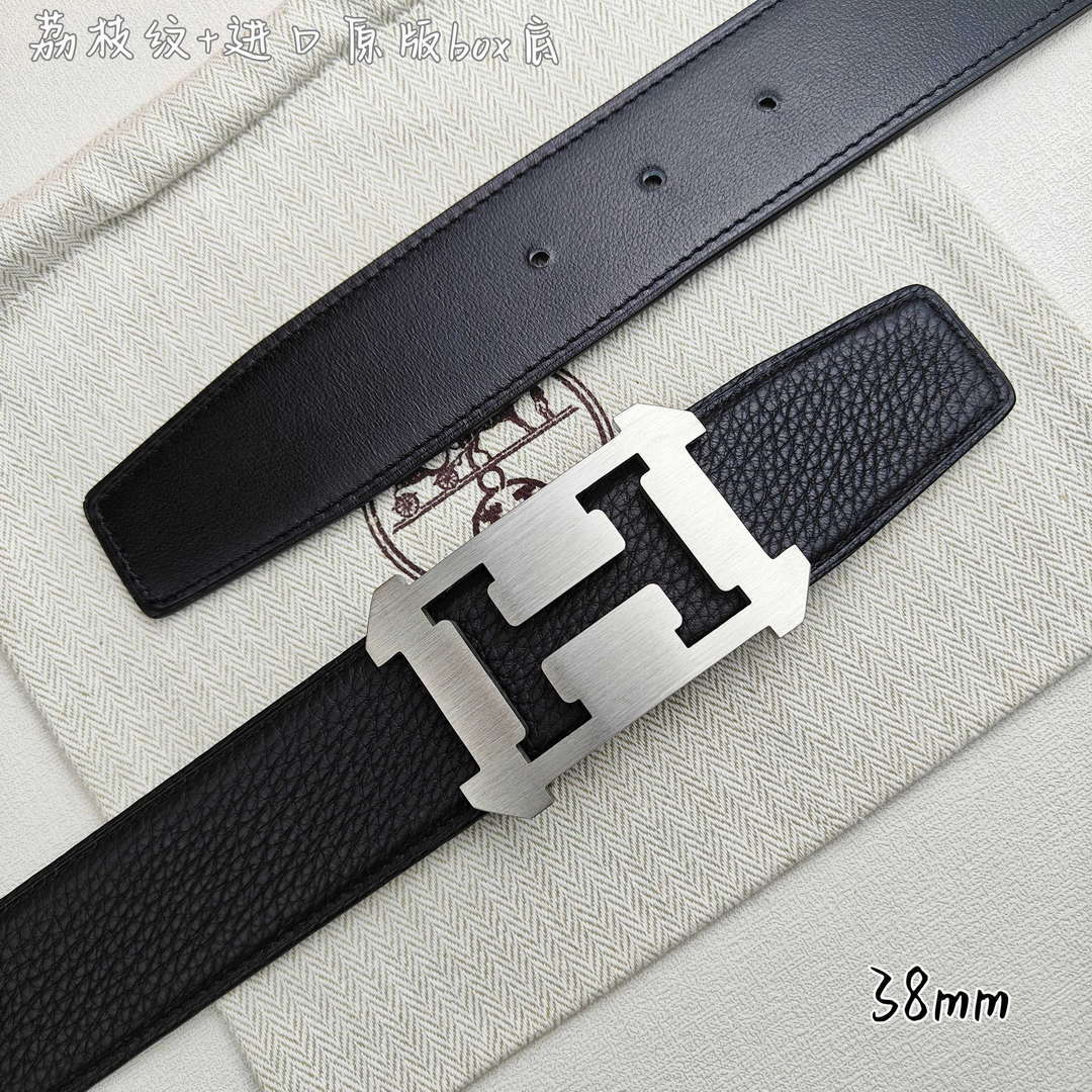 Hermes H077971CAVG085 H belt buckle & Reversible leather strap 38 mm H88022