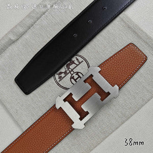 Hermes H077971CAVG085 H belt buckle & Reversible leather strap 38 mm H88023 - Gold / '--Please Select-- - View 8