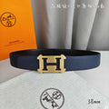 Hermes H077971CAVG085 H belt buckle & Reversible leather strap 38 mm H88024 - Gold / '--Please Select-- - View 1