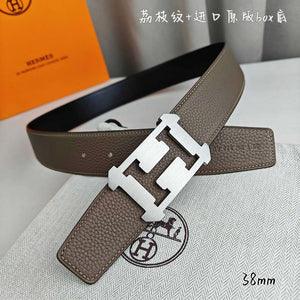 Hermes H077971CAVG085 H belt buckle & Reversible leather strap 38 mm H88025 - Gold / '--Please Select-- - View 4