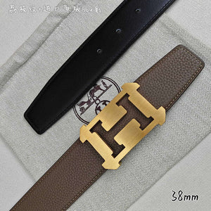 Hermes H077971CAVG085 H belt buckle & Reversible leather strap 38 mm H88025 - Gold / '--Please Select-- - View 7