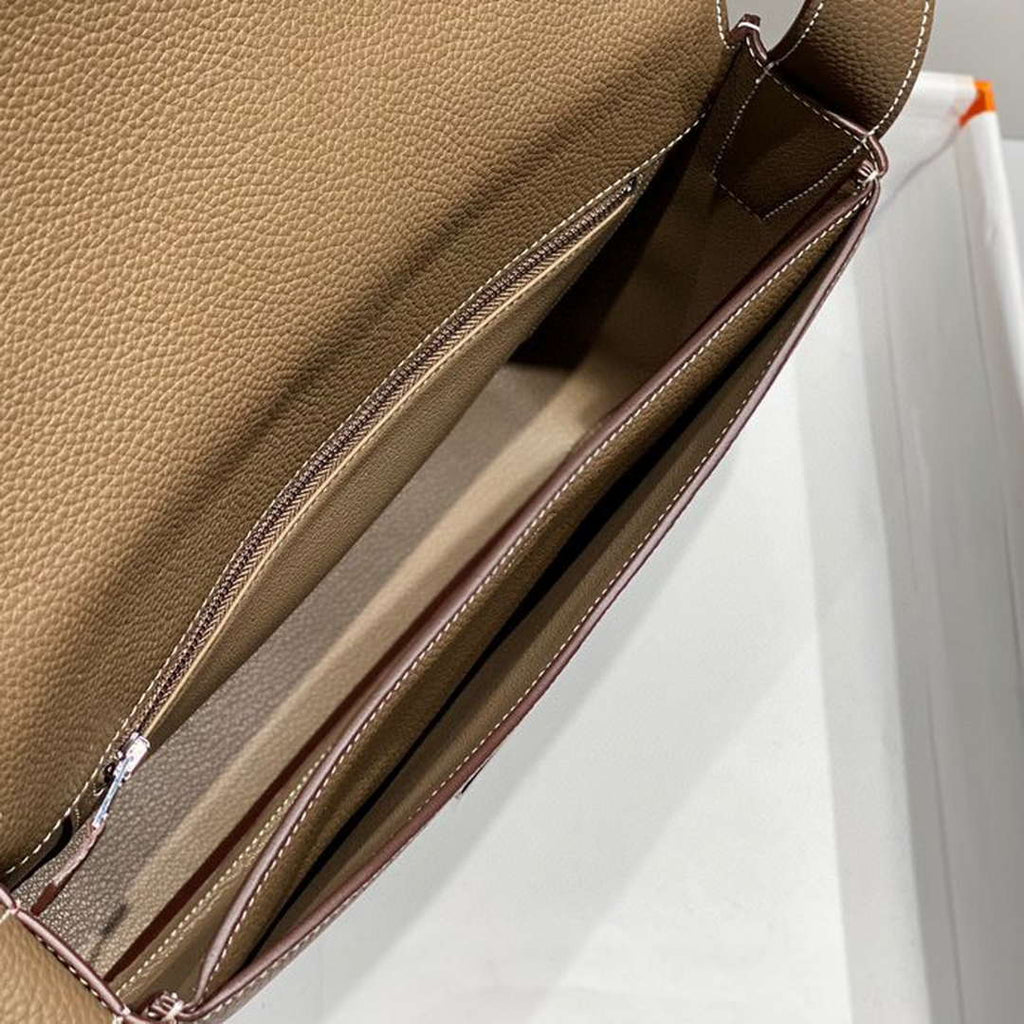 Hermes H082119CK89 Men Steve light junior messenger bag Elephant Gray