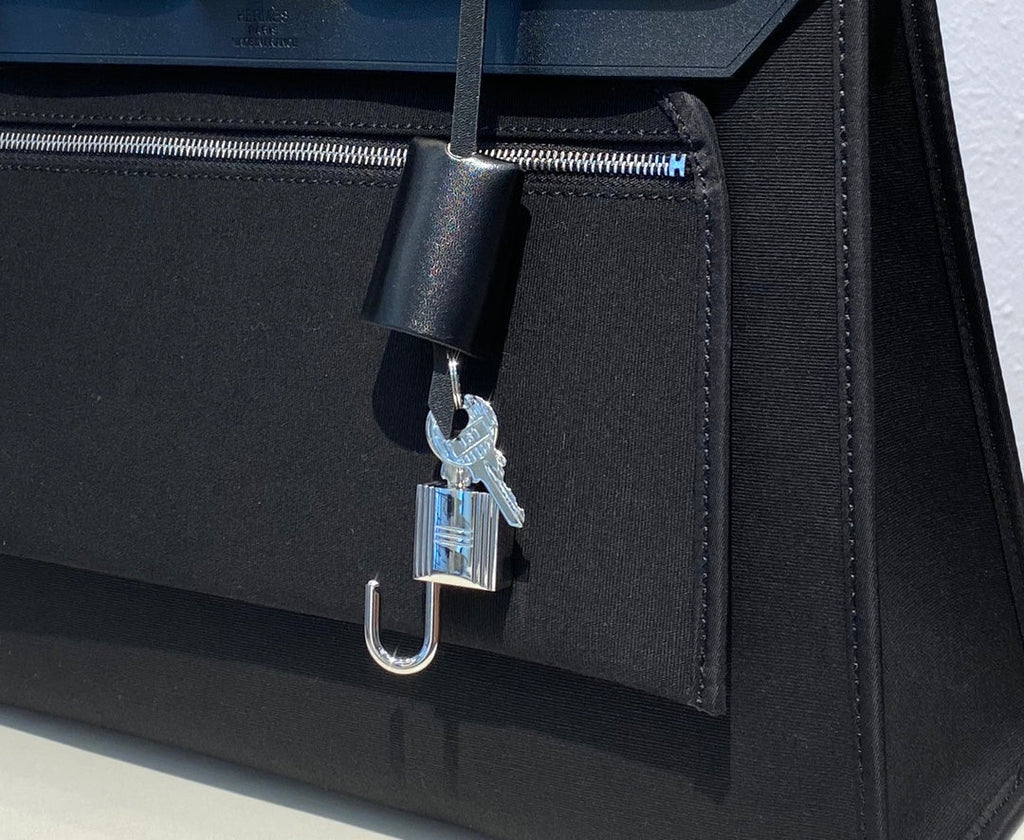 Hermes H082835CKAC Herbag Zip 31 Bag in Black Hunter Leather and Canvas H60028