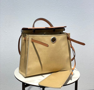 Hermes H082835CKAC Herbag Zip 31 Bag in Black Hunter Leather and Canvas H60035 - Default Title - View 4