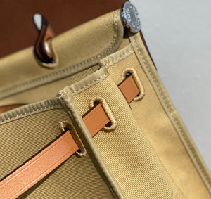 Hermes H082835CKAC Herbag Zip 31 Bag in Black Hunter Leather and Canvas H60035 - Default Title - View 6