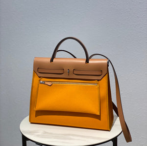 Hermes H082835CKAC Herbag Zip 31 Bag in Black Hunter Leather and Canvas H60037 - Default Title - View 2