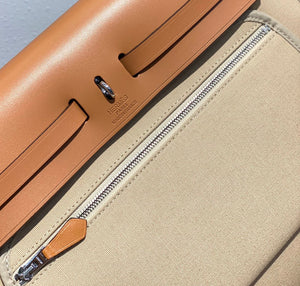 Hermes H082835CKAC Herbag Zip 31 Bag in Black Hunter Leather and Canvas H60038 - Default Title - View 5