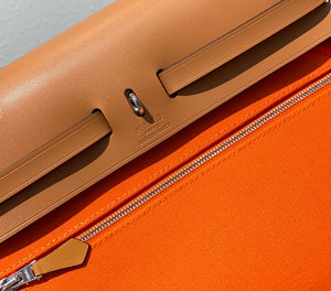 Hermes H082835CKAC Herbag Zip 31 Bag in Black Hunter Leather and Canvas H60039 - Default Title - View 6