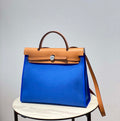 Hermes H082835CKAC Herbag Zip 31 Bag in Black Hunter Leather and Canvas H60040