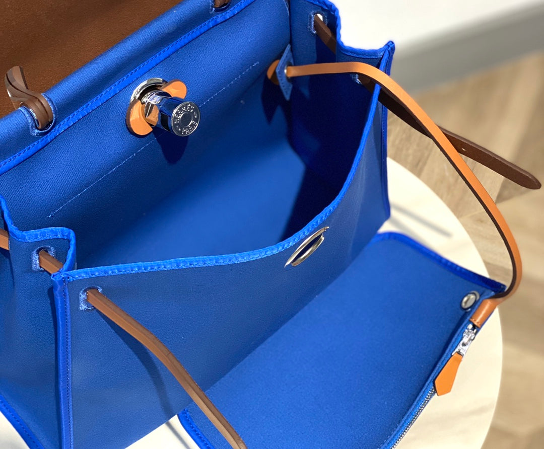 Hermes H082835CKAC Herbag Zip 31 Bag in Black Hunter Leather and Canvas H60040 - Default Title - View 9
